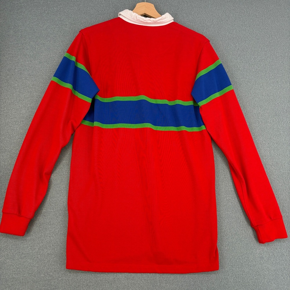 Withernot The Naiad Mens Rugby Shirt Red Blue Green Striped Cotton Size M Preppy - Picture 3 of 6